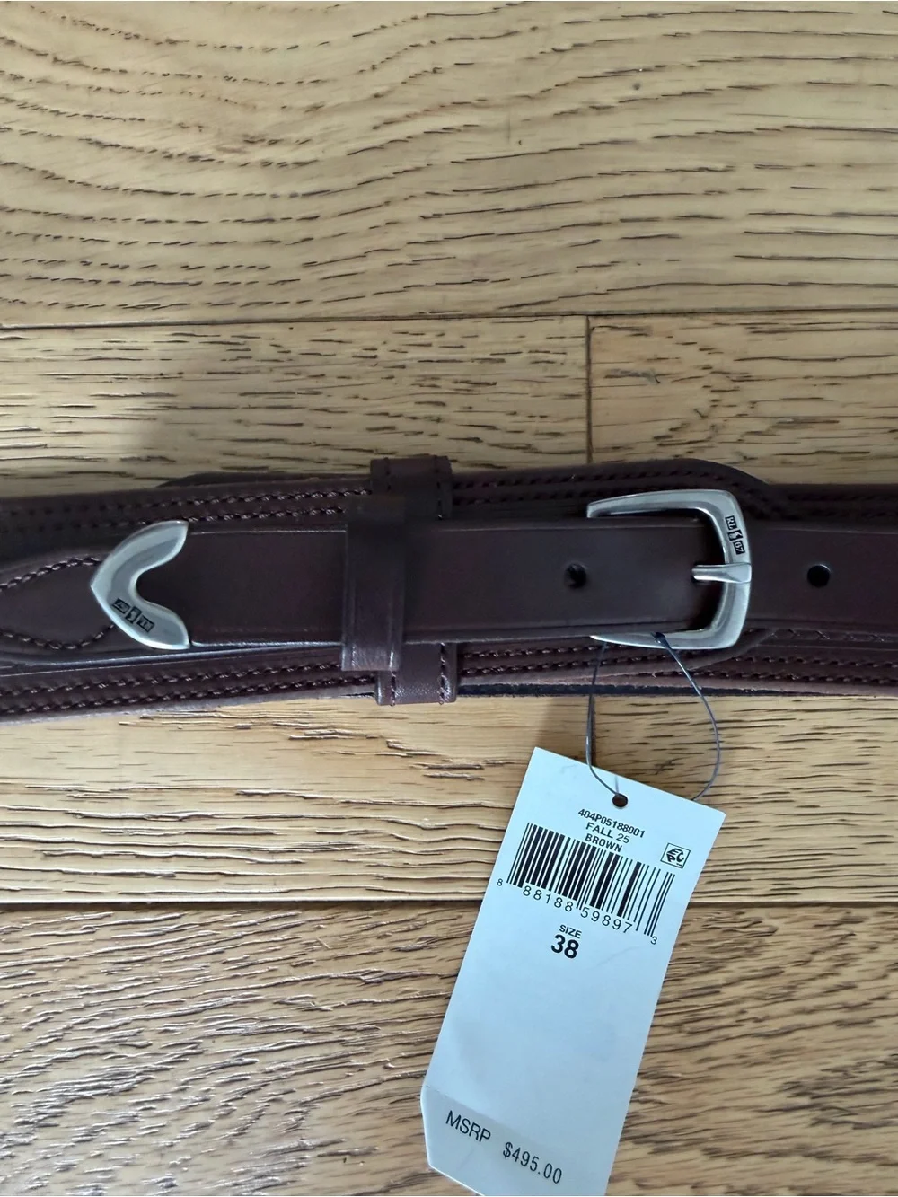 Ralph Lauren Purple Label Tooled Leather Belt Western Silver Concho 38 XL Italy